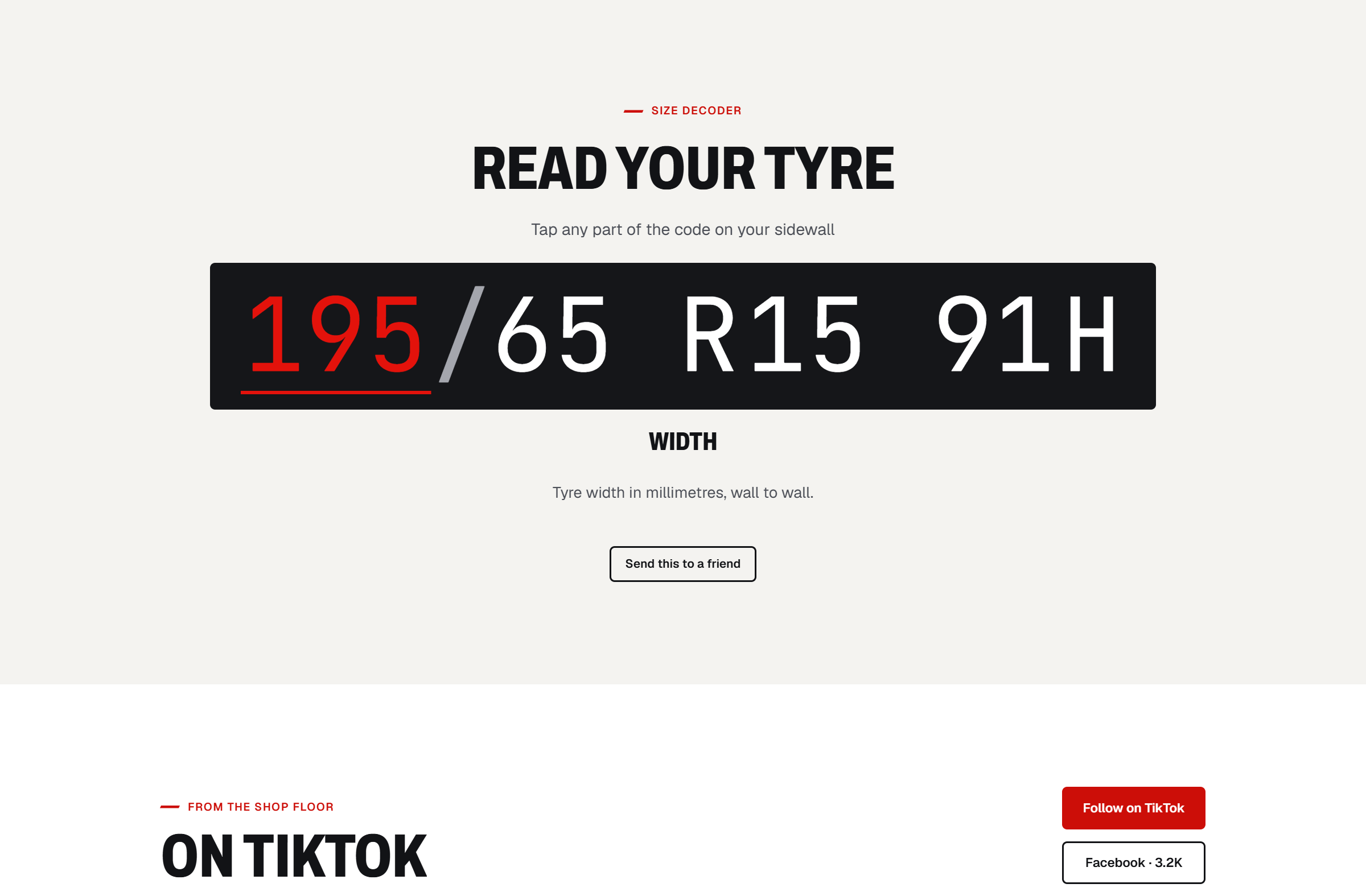 Read your tyre — tap any part of the sidewall code to see what it means