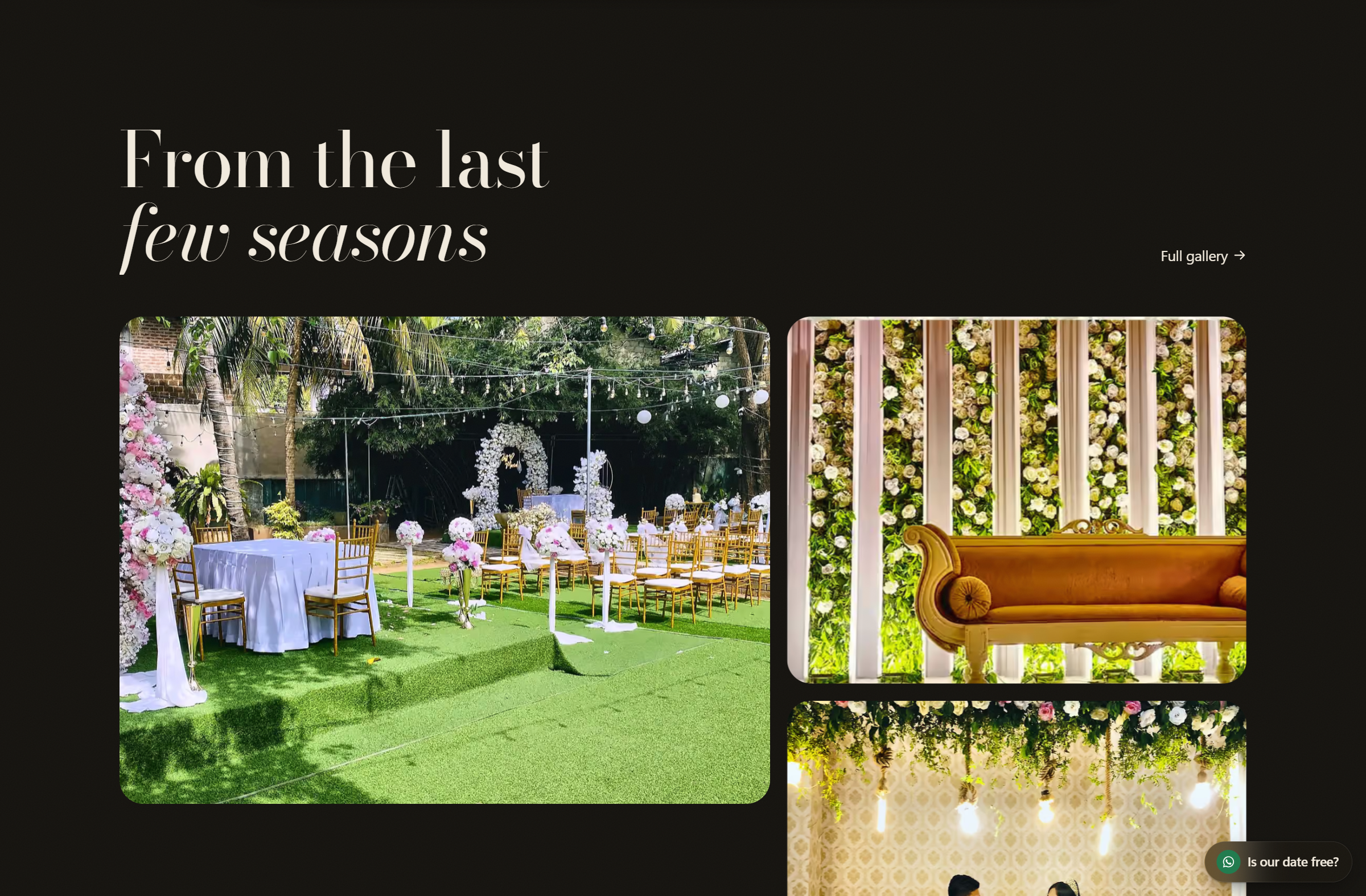 From the last few seasons — stages and tables from real weddings