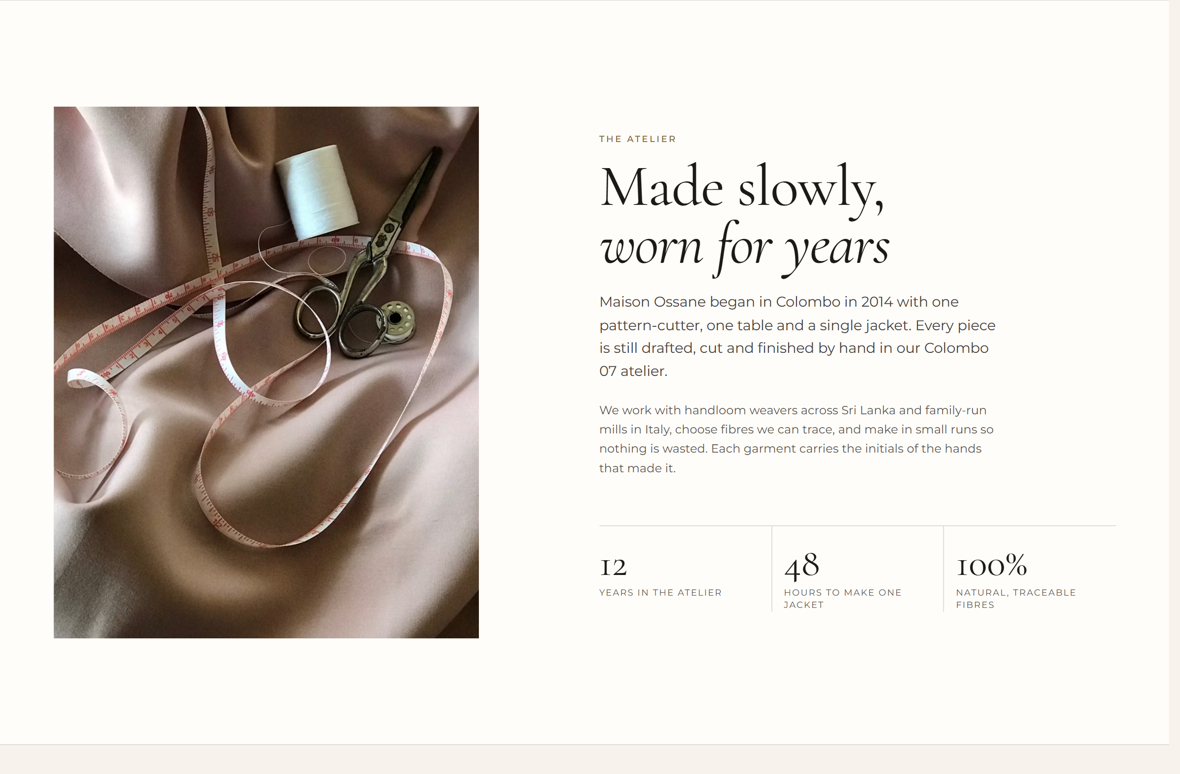 The atelier — “Made slowly, worn for years”